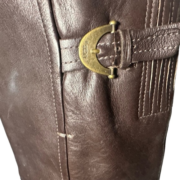 UGG Australia Amberlee Espresso Leather Equestrian Style Boots, Size 9.5 - Picture 8 of 15